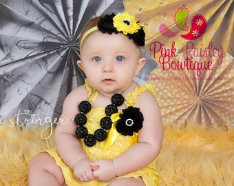 Baby Girl 1st Birthday Outfit - Baby Girl Clothes -Baby Romper - Bumble Bee Birthday Outfit - Yellow Black Birthday - Bee Birthday Party