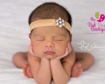 Gold Baby Headband - Baby Hair Accessories - Newborn Headband - Baby Girl Headbands - Infant Headband - Gold baby hairbows - Gold Headband