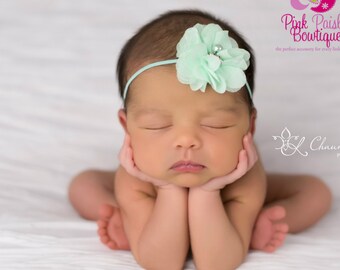 Baby Headband - You Pick 1 Infant Headband - Mint Hairbows - Baby Girl Headbands - Baby Hair bows - headband baby - Baby bows-Alligator Clip