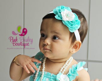 Baby Girl 1st Birthday Outfit - Aqua Polka Ruffle Romper -Baby Girl Rompers -Ruffle Rompers - 1st Birthday Outfit - Baby Romper Lace Rompers