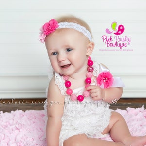 Cake Smash Outfit - Baby Girl 1st Birthday Outfit - White & Pink Baby Romper - Baby Girl Rompers -Cotton Candy Birthday - 1st Birthday Photo