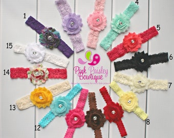 You Pick 1 Shabby Baby Headbands. Newborn Headbands. Baby Hair Accessories. Toddler Headbands. Infant Headbands. Baby Bows. Baby Hairbows