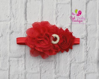 Red Valentines  HEADBAND . Baby Hairbow. Infant Headband. Newborn Photo Prop Baby Bows Red Hairbows. Baby Headband. Hair Bows