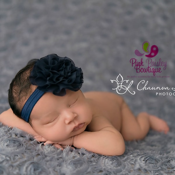 Baby Headband - You pick 1 Chiffon Headband - Navy Infant Headbands - Baby Girl Headbands - Baby Hair Accessories - Newborn Headbands