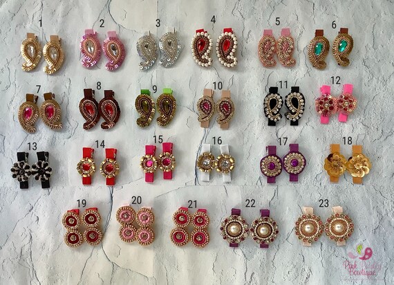 Paisley Baby Hair Clips: Set of 2 Embellished Alligator Clips