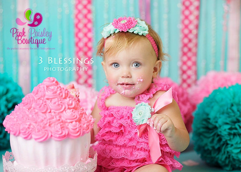 Cake Smash Outfit Pink Baby Girl 1st Birthday Outfit Mint Etsy
