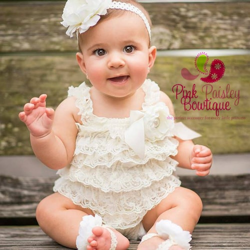 Ivory Petti Lace Romper and Headband 3 4 or 5 Pc SET Baby Etsy