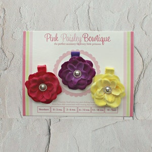 Baby Hairbows  - Set of 3 Baby HairClips-  Toddler Hair Clips - Baby Shower Gift - Infant Hair clips - Baby hair accessories - Baby Bows
