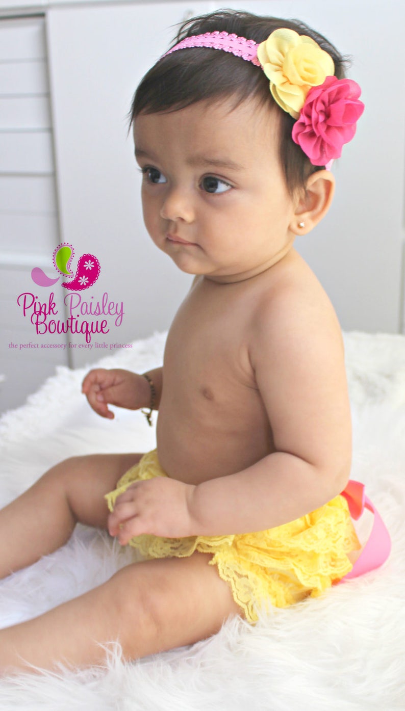 Yellow Baby Bloomer Set Pink Lemonade 1st Birthday newborn Etsy
