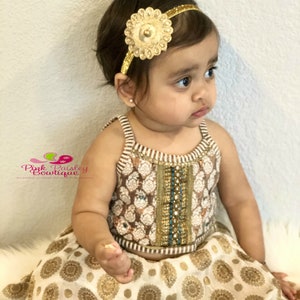 Gold Baby Headband Gold Silver Wedding dress 8 colors Desi Indian Bows Gold Vintage Headbands Baby Girl Headbands Baby Headbands image 5