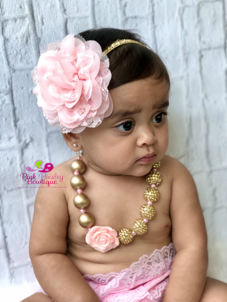 Pink & Gold 1st Birthday Gold Baby Headband Pink and Gold Etsy