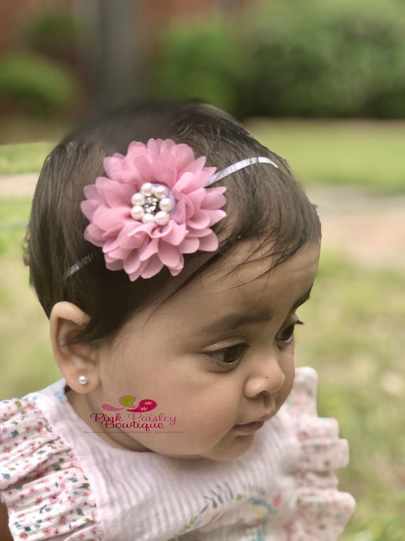 2 Bandeaux Bébé Fille - Serre-Tête Élastique Avec Arc - Blanc Et Rose - Cadeau Nouveau-Né