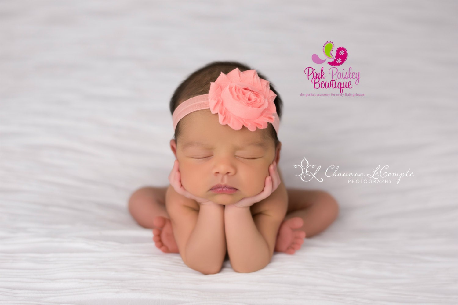 Coral Mint Ivory Spring Flower Bow Newborn Toddler Headband Baby Girl HairBow