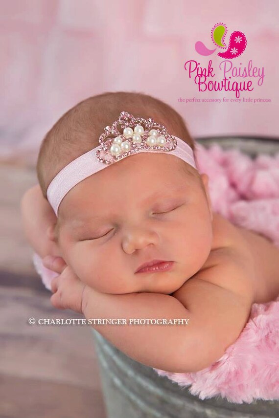 Coral Mint Ivory Spring Flower Bow Newborn Toddler Headband Baby Girl HairBow