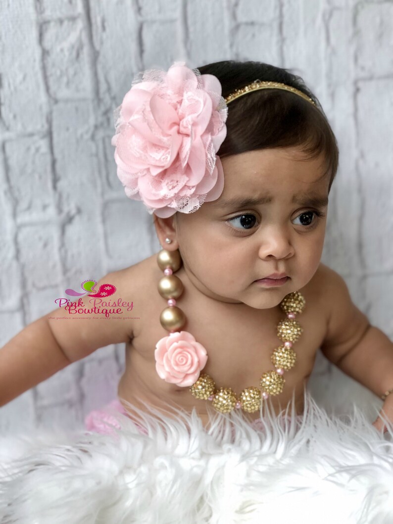 Pink & Gold 1st Birthday Gold Baby Headband Pink and Gold Etsy