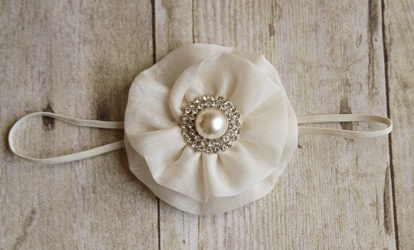 baby girl white flower headband