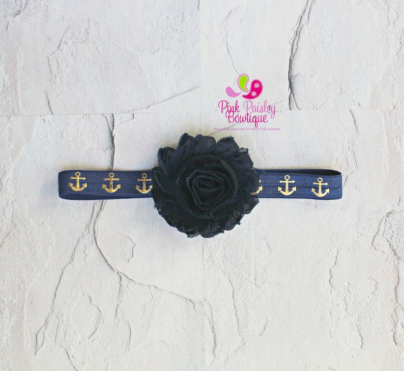 Nautical Baby Headband, Navy Hairbows, Navy Baby Girl Headband, Baby