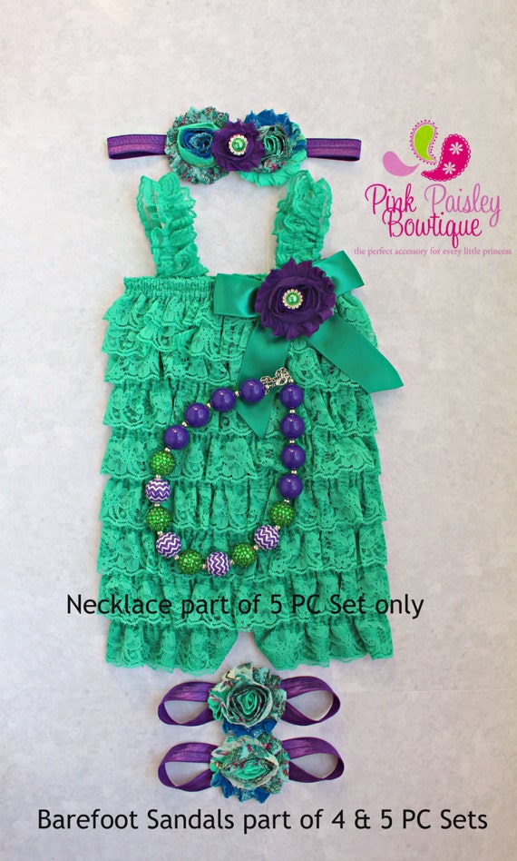 Green Baby Girl Romper And Baby Headband Set Baby Girl 1st Etsy