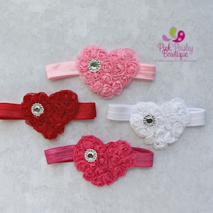 Baby Valentines Day Headband Red Baby Headband Pink Red White Headband for Baby Valentine&#39;s Day Outfits Toddler Pink Headband Red Heart Bows