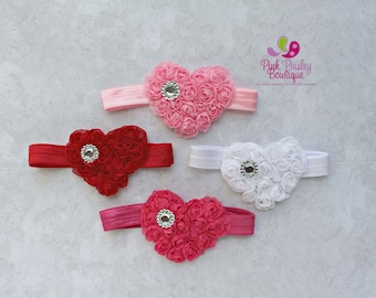 Baby Valentines Day Headband Red Baby Headband Pink Red White Headband for Baby Valentine's Day Outfits Toddler Pink Headband Red Heart Bows