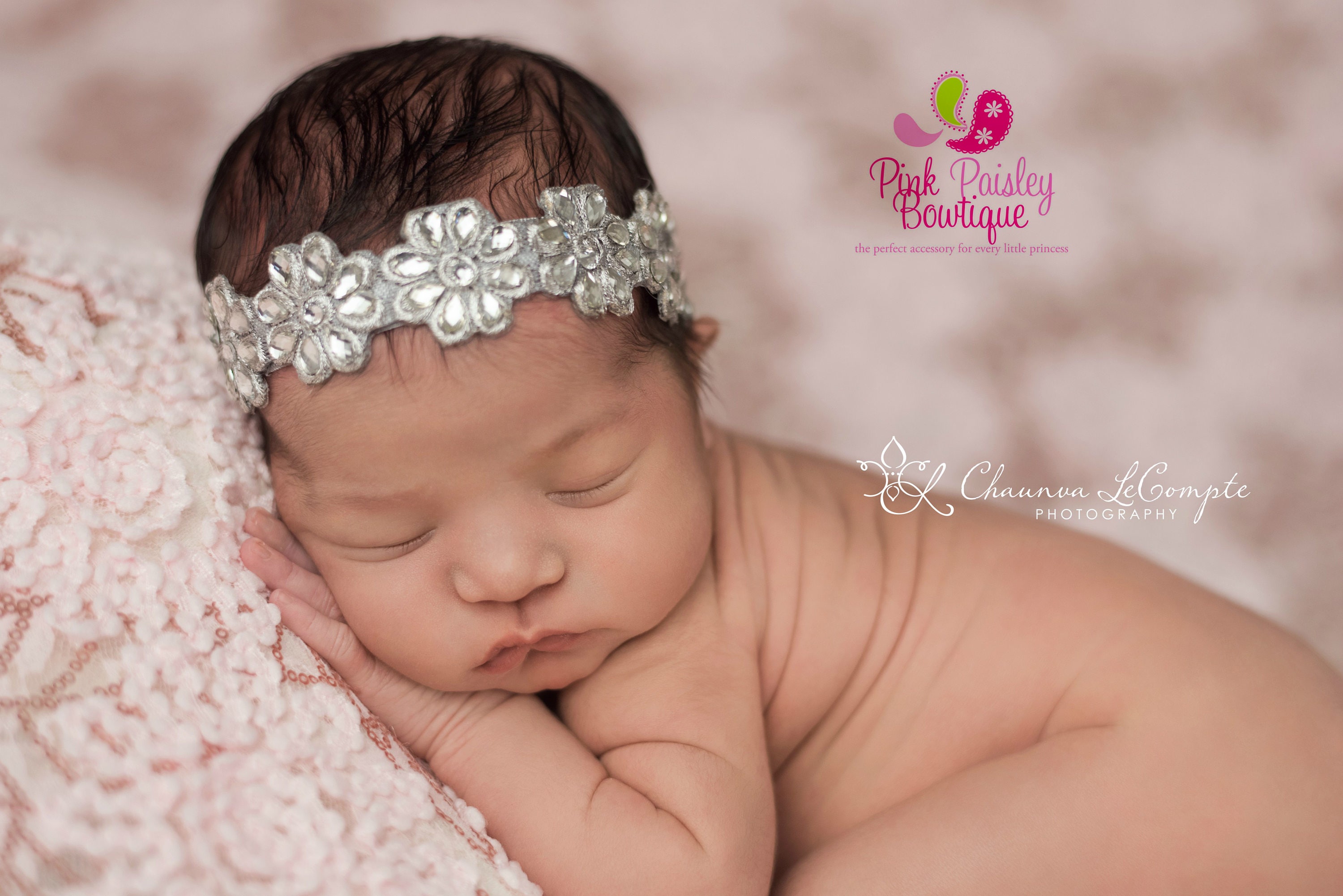silver baby headband