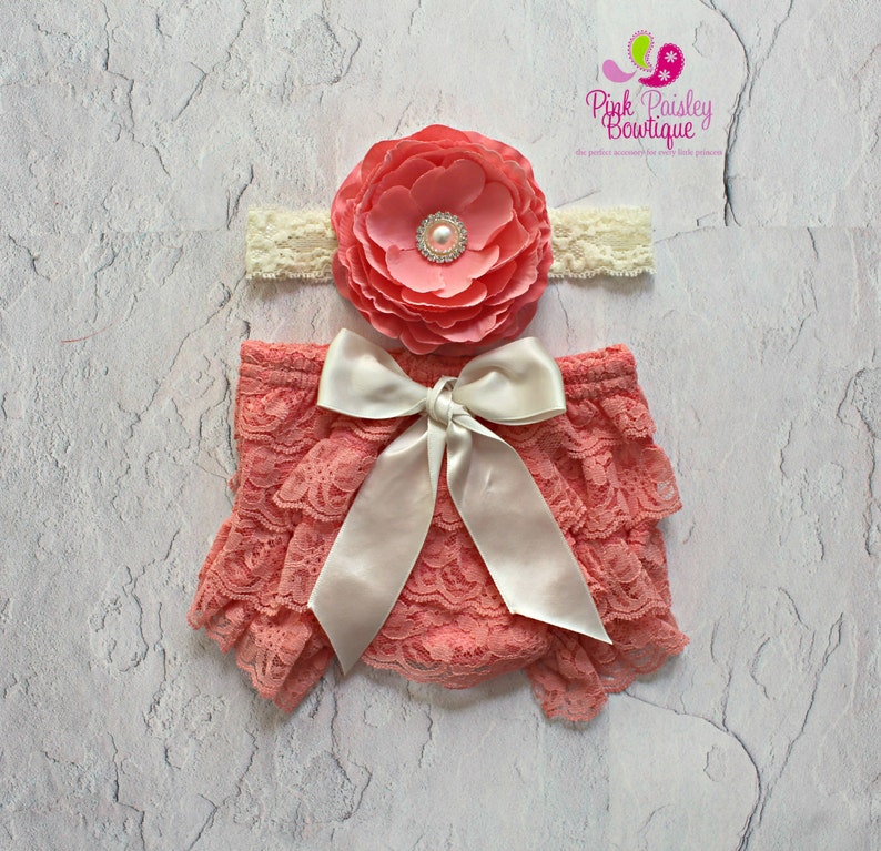 Cake smash outfit Baby Ruffle cover Baby Headband and Bloomers- Baby Hospital Photos Baby Diaper cover Newborn Photo Shoot Outfit