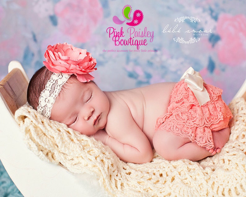 Cake smash outfit Baby Ruffle cover Baby Headband and Bloomers- Baby Hospital Photos Baby Diaper cover Newborn Photo Shoot Outfit