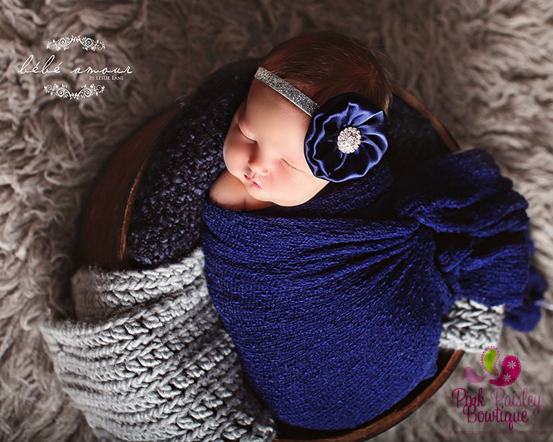 Baby Headband Navy Holiday Headband Navy Infant Headbands Etsy