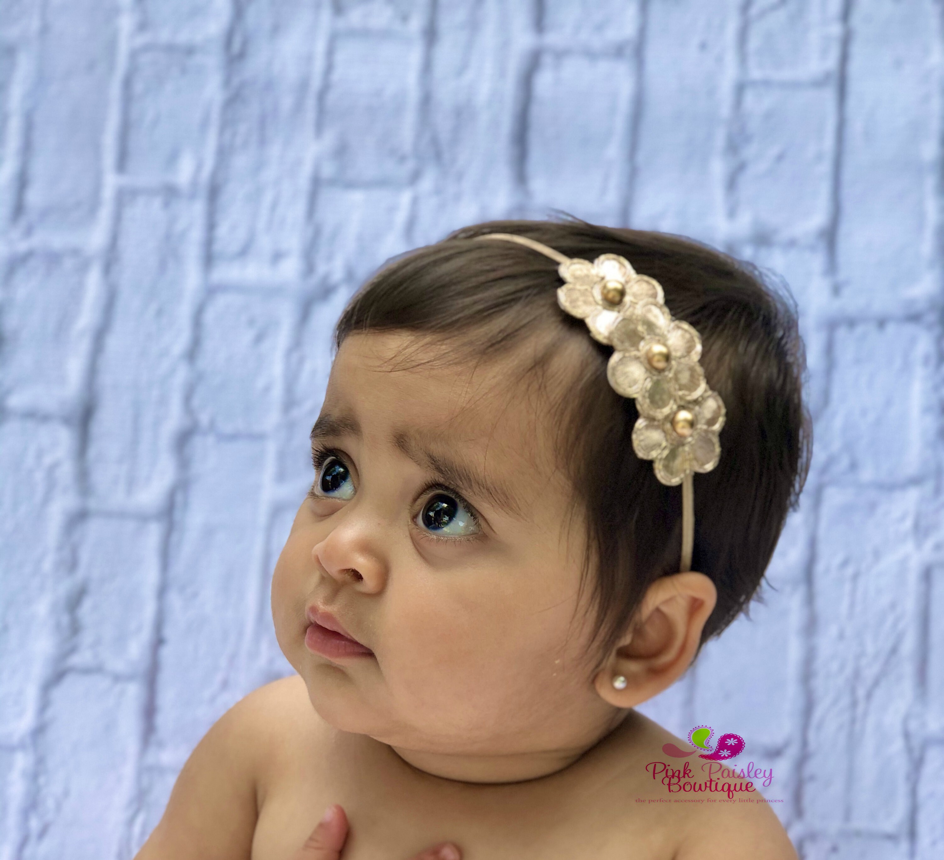 gold newborn headband