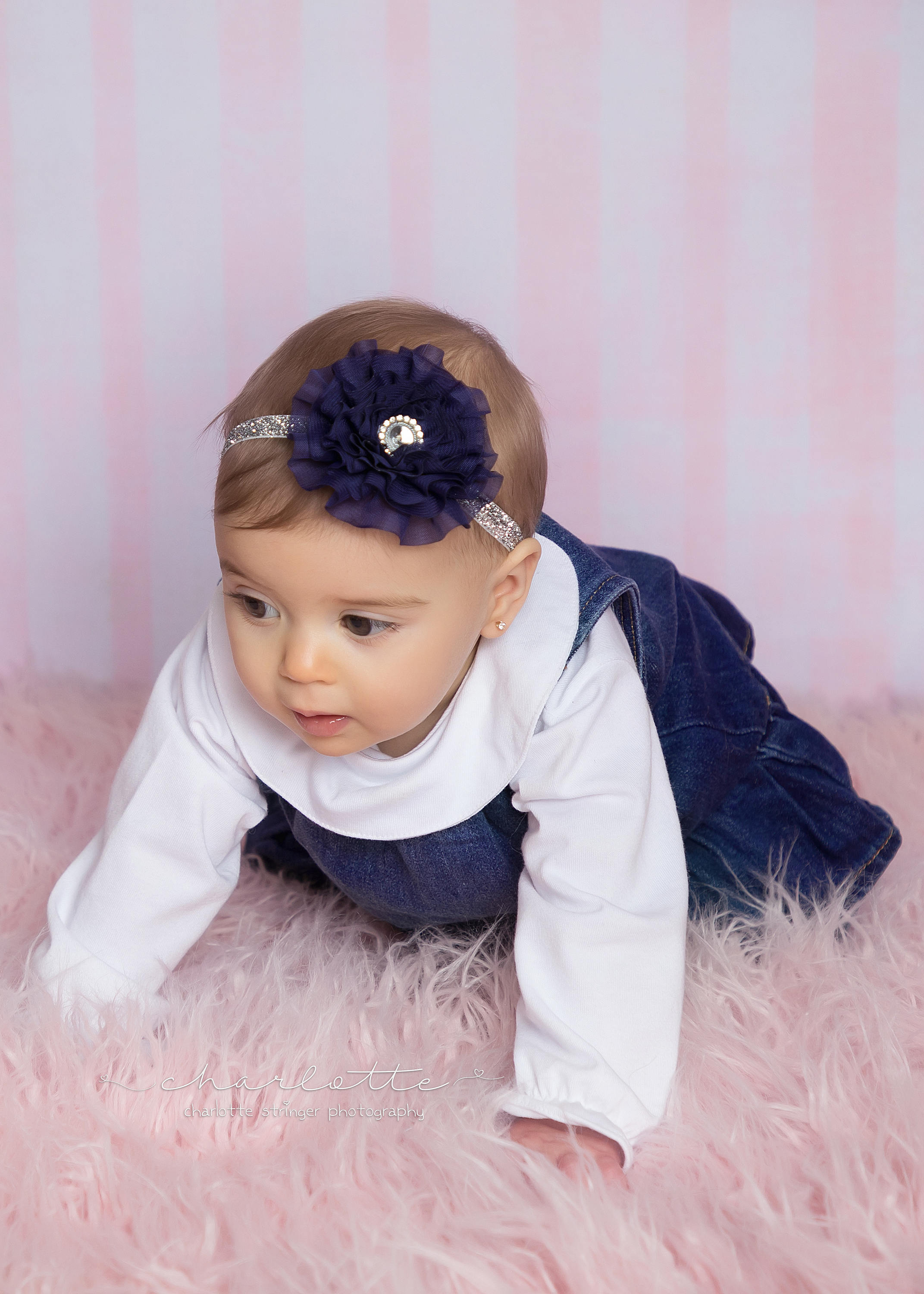 Newborn Headband Toddler Headband Small Flower Baby Head Band Navy Blue Baby Headband Navy Blue Girl Hair Bow Infant Head Band