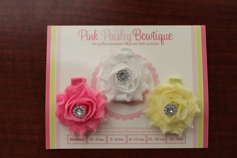 Shabby Baby Hair Clips Set of 3 Shabby Chic Clips Baby Hair Etsy