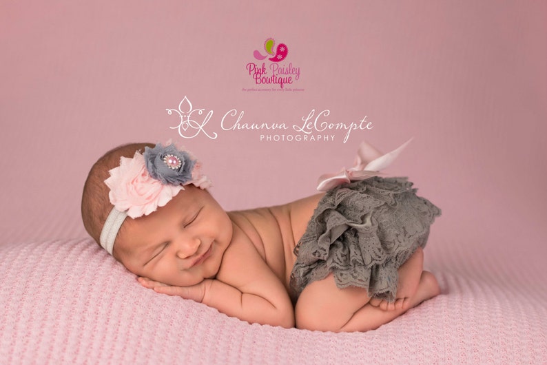 Ruffle Diaper Cover - Baby Lace Bloomer Set Newborn Headband and Bloomers Newborn Photo Outfit Cake smash outfit-Newborn Ruffle Diaper cover 