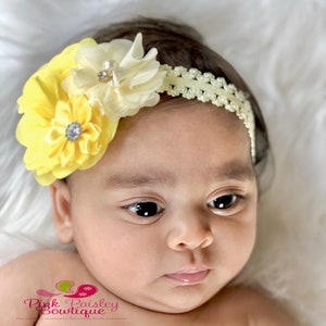 Baby Headband- Easter Bows - Pink or yellow Headband Newborn Headbands- Baby Girl Headbands - Infant Headband -Baby Hair Accessories