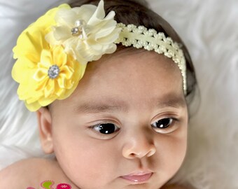 Baby Headband- Easter Bows - Pink or yellow Headband Newborn Headbands- Baby Girl Headbands - Infant Headband -Baby Hair Accessories