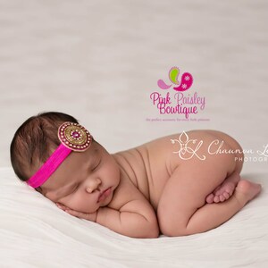 You Pick 1 Headband Newborn headband Baby Desi Headbands Infant headband Photography prop Baby Bows Indian Bows Gold Hot Pink image 3