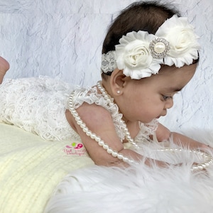 Baptism Outfit - 3, 4 or 5 pc SET- Ivory Baby Outfit - Baby Girl Rompers - Christening Dress - Cream Baptism Dress - Baptism Baby Outfit