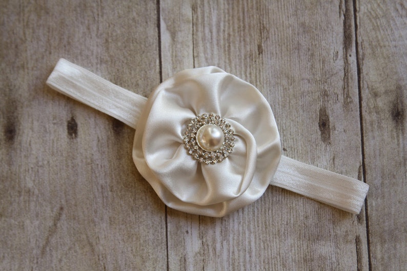 Ivory Baby Headband Baptism Headband Christening Baby Etsy