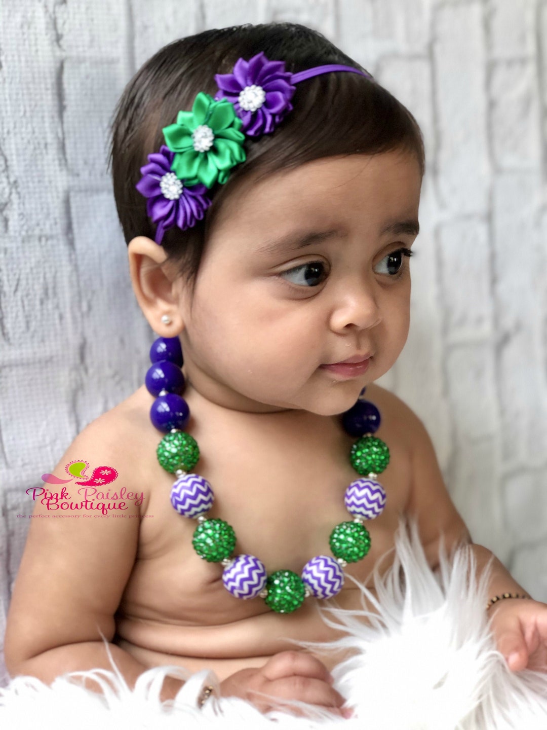 Toddler Chunky Necklace Girls Bubblegum Necklace Green & Etsy