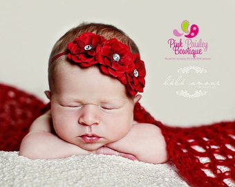 RED Valentines  headband Baby Headband- Easter Bows - 8 Color Options - Baby Girl Headbands  Baby band - Infant Headband - Red Headband -