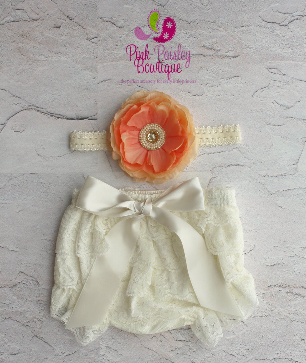 Baby Bloomer Set Ivory Bloomers Baby Christening Newborn Etsy