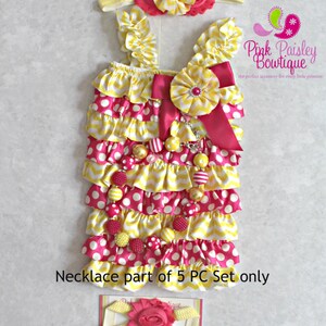 Pink Lemonade 1st Birthday Yellow & Pink Baby Romper Baby Girl Rompers Ruffle Rompers 1st Birthday Outfit Sunshine Birthday Cake Smash image 4