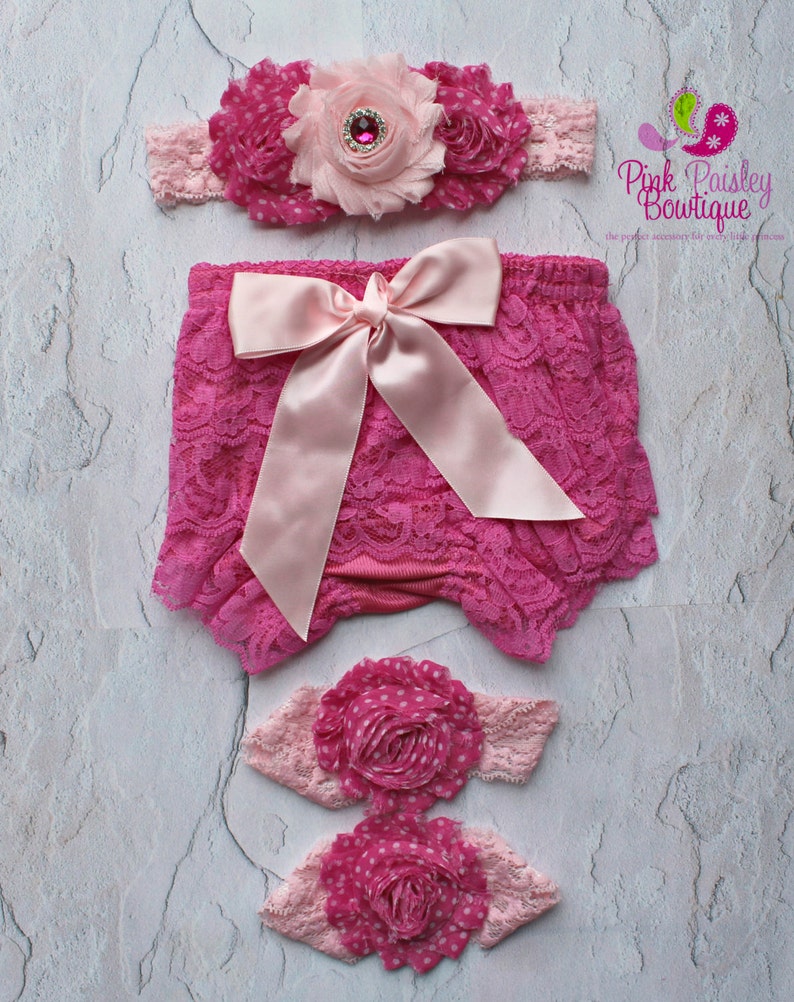 Baby Lace Bloomer Set Newborn Headband and Bloomers Newborn Etsy