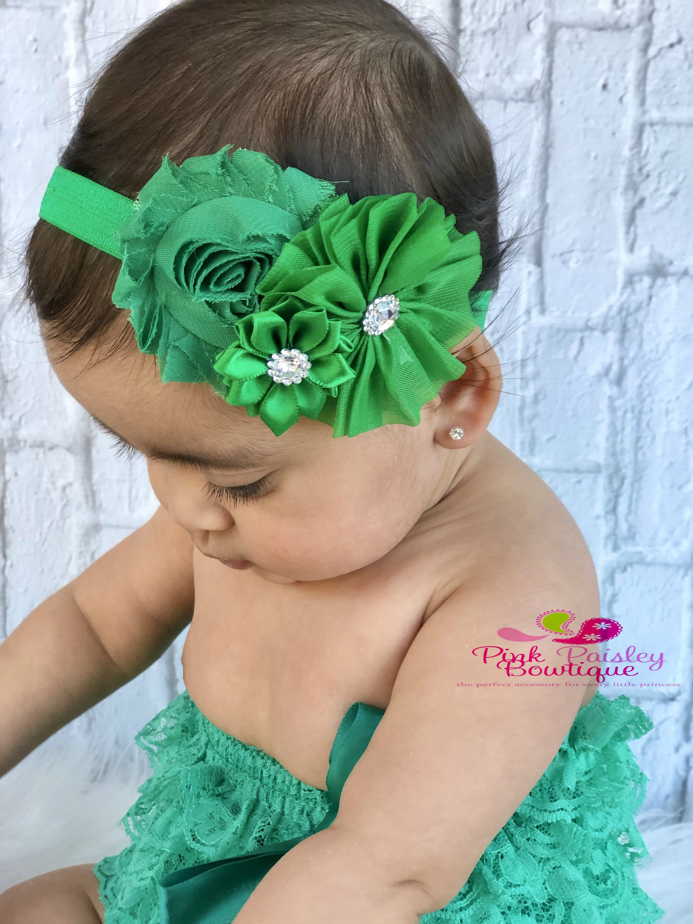 green baby headband