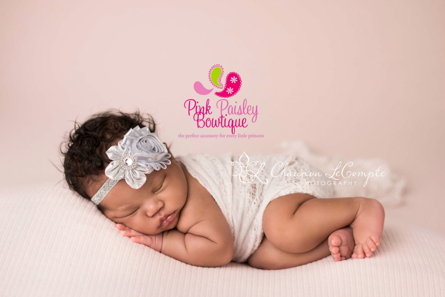 silver baby headband