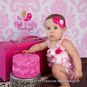 Baby Girl Clothes 6 month photo prop - Pink Baby Girl Rompers - Ruffle Rompers - 1st Birthday Outfit - Cake Smash Outfit - Photo prop Outfit
