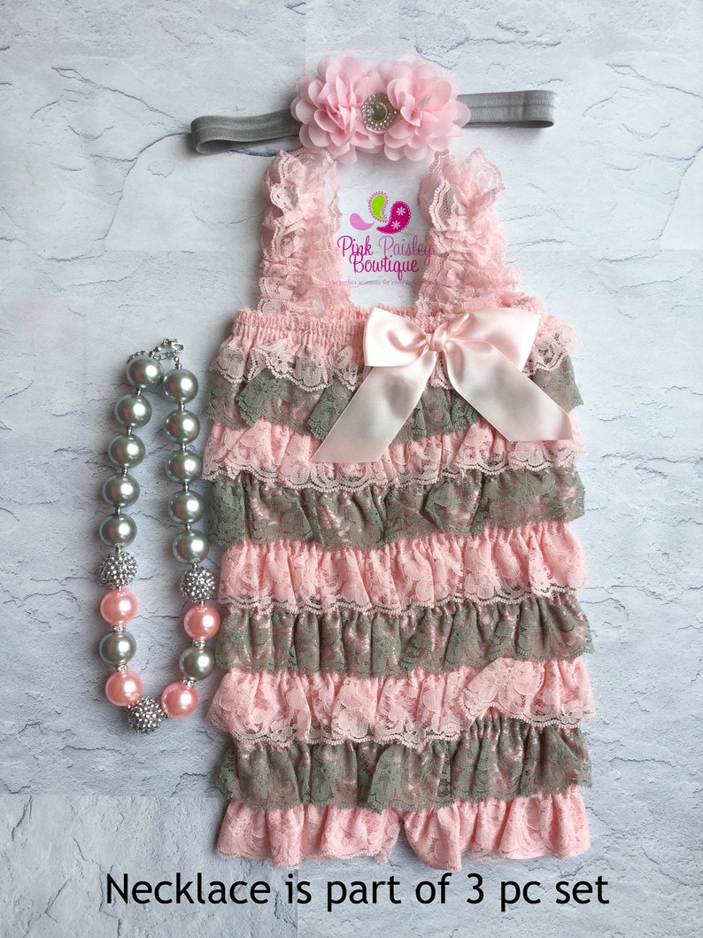 SALE Baby Romper,Petti Romper, Birthday Romper, Lace Romper,Ruffle Romper,Petti Lace Romper,Baby Girl Outfit, 1st Birthday Outfit. 2 PC Set image 1