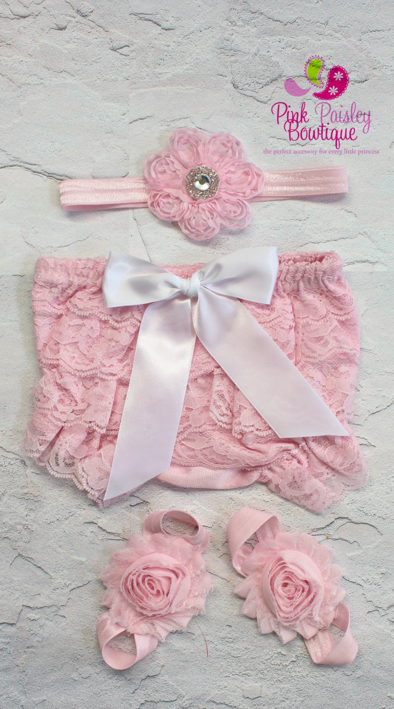 Baby Lace Bloomer Set Newborn Headband and Bloomers Newborn Etsy