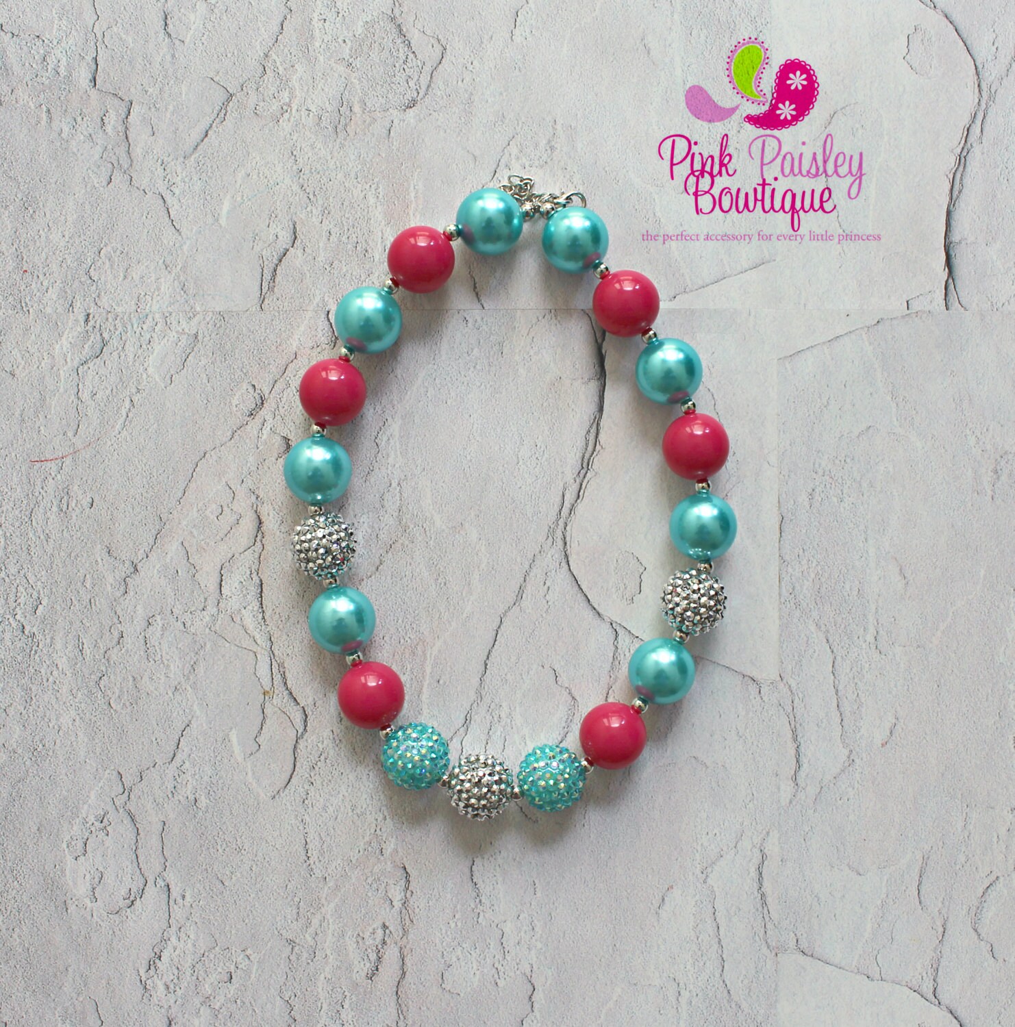 Bubble Gum Necklace Baby Girl Chunky Necklace Aqua Pink Baby Etsy