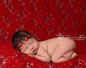 RED VALENTINES  HEADBAND You Pick 1 Flower Halo Baby Headband. Newborn Headband. Baby Girl Bows. Infant Headband. Baby Hairbows.