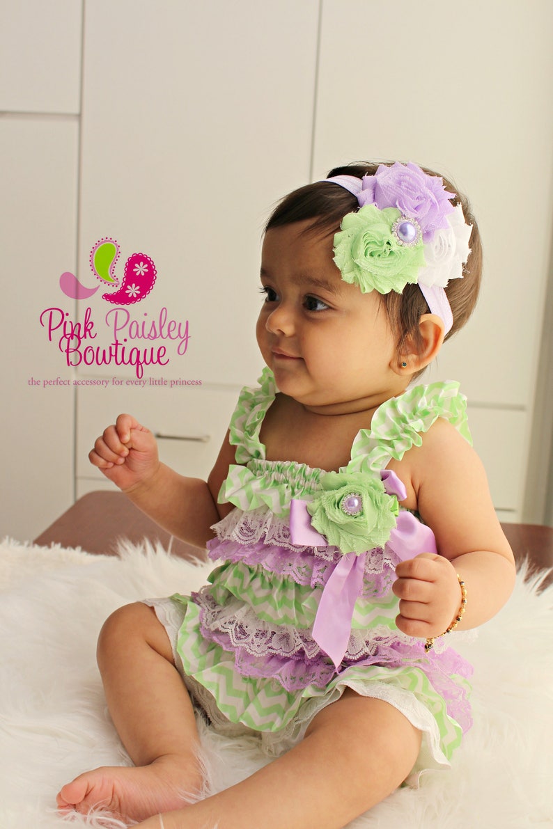 Baby Girl Petti Romper 3 Pc SET Mint & Lavender Baby Etsy